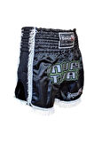 DragonDo MT3020 Apache Muaythai Şortu Siyah Püsküllü Şort Nakışlı Muay Thai Şortu