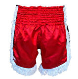 DragonDo MT3020 Apache Muaythai Şortu Kırmızı Püsküllü Şort Nakışlı Muay Thai Şortu