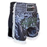 DragonDo MT3020 Apache Muaythai Şort Antrasit Püsküllü Şort Nakışlı Muay Thai Şortu