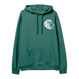 Lion  Baskılı Yeşil Hoodie