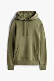 Erkek ESSENTIAL Nakışlı Logo Kapüşonlu Sweatshirt - Yeşil | S