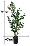 Yapay Çiçek Zeytin Ağacı Doğal Gövdeli Galvaniz Siyah Saksıda 95cm Yapay Ağaç