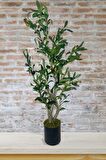 Yapay Çiçek Zeytin Ağacı Doğal Gövdeli Galvaniz Siyah Saksıda 95cm Yapay Ağaç