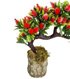 Bonsai Dekoratif Yapay Ağaç Kırmızı Kozalaklı Sedir Ağacı Bonzai 30CM