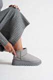 Anila Kadın Gri Kışlık Kürklü Bot