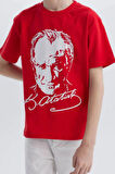 Kırmızı Beyaz Atatürk Baskılı Unisex Çocuk Tişört