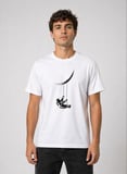 Erkek Astronot Ay Temalı Tişört Kısa Kol Yazlık Bisiklet Yaka T-Shirt - Beyaz