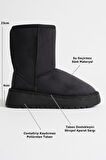 Asina Kadın Siyah Kışlık Kürklü Bot