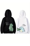 Baskılı Oversize Kapüşonlu Sweatshirt Hoodie - Siyah