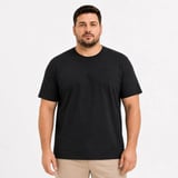 Cloud Erkek Battal Big Size Basic Tişört Bisiklet Yaka Rahat Kalıp T-Shirt - Siyah