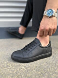 Elite Bağcıklı Cilt Erkek Günlük Sneaker Ayakkabı CST - Siyah