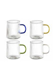 6 Adet Kupa Borosilikat Cam Renkli Kulp 320 ml