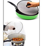 29 Cm Yağ Sıçratmaz Tel Kapak  Üstten Tutmalı Metal Kızartma Kapağı Tava Üstü Sıçrama Önleyici Kapak