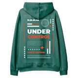 Under Control  Baskılı Yeşil Hoodie