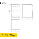 51,2V 200Ah 10.8kW LiFePO4 WPU Series Bluetooth'lu Lityum Demir Fosfat Akü/Batarya 