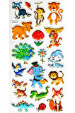 Sticker Kabartmalı Yaldızlı Stiker Çıkartma Etiket (Haa039)-23x12 cm- Şirin Hayvanlar