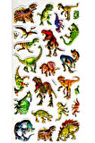 Sticker Kabartmalı Yaldızlı Stiker Çıkartma Etiket (Haa041)-23x12 cm- Vahşi Dinozorlar