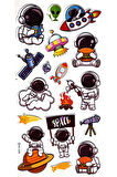 Sticker Kabartmalı Stiker Çıkartma Etiket (XHC026)-18x9 cm- Sevimli Astronot