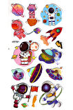 Sticker Kabartmalı Stiker Çıkartma Etiket (XHC028)-18x9 cm- Astronot Roket