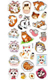 Sticker Kabartmalı Stiker Çıkartma Etiket (XHC054)-18x9 cm- Komik Kediler