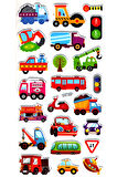 Sticker Kabartmalı Stiker Çıkartma Etiket (Xhc069)-18X9 Cm- Sevimli Araba İş Makinesi