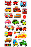 Sticker Kabartmalı Stiker Çıkartma Etiket (XHC071)-18x9 cm- Şirin Araba Uçak