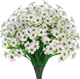 6lı Set Yapay Çiçek Sazlı Mine Beyaz Renk 5 Dallı 33cm