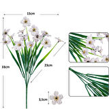 6lı Set Yapay Çiçek Sazlı Mine Beyaz Renk 5 Dallı 33cm