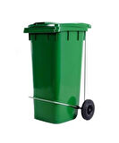 Omnipazar SY-6507 Pedallı Tekerlekli Kapaklı Plastik Çöp Konteyneri 120 lt Yeşil