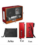 K-105 Nostaljik Şarjlı Taşınabilir Saatli Ahşap Radyo- Fenerli Radyo Müzik Çalar Mp3/fm/bluetooth