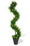 Yapay Ağaç Spiral Şimşir Ağacı İnce Yapraklı 160cm Bambu Saplı Salon Bitkisi Düz Yeşil 