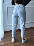 YIRTIK MODEL BUZ MAVİSİ JEAN