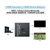 HDMI Switch → 4K 3D Destekli HDMI Switch – 2 Giriş 1 Çıkış veya 1 Giriş 2 Çıkış