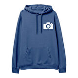 Photograph Baskılı Hoodie-Royal Mavi