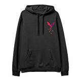 Phoenix  Baskılı Siyah Hoodie