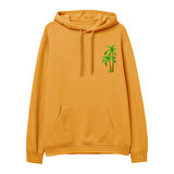 Palmiye Baskılı Hoodie-Portakal