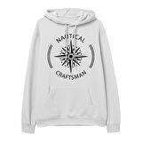 Nautical Craftsman  Baskılı Beyaz Hoodie