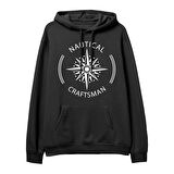 Nautical Craftsman  Baskılı Siyah Hoodie
