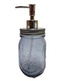 CAM SIVI SABUNLUK,ÇİÇEK DESENLİ KOYU MAVİ 8X8X10CM 420ML