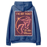 I’Ve got Tıcket Sırt Baskılı Hoodie-Royal Mavi
