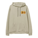 Bitcoin  Baskılı Krem Hoodie