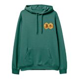 Bitcoin  Baskılı Yeşil Hoodie