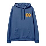 Bitcoin Baskılı Hoodie-Royal Mavi