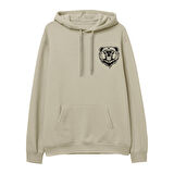 Bear  Baskılı Krem Hoodie