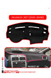 Peugeot 307 (2001-2008) Torpido Koruma  Halısı -  Kırmızı Kenar