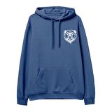 Bear Baskılı Hoodie-Royal Mavi