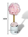 Yapay Çiçek Beyaz Metal Saksıda Bahardalı Japon Kiraz Çiçeği Ağacı 45*15cm