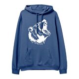 Bear Big Baskılı Hoodie-Royal Mavi