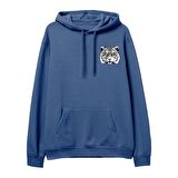 Tiger Baskılı Hoodie-Royal Mavi
