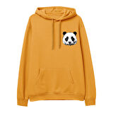 Panda Baskılı Hoodie-Portakal